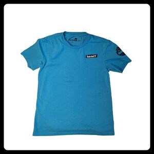 Timberland Boys Blue Short Sleeve Logo Graphic T-Shirt Size L 14/16